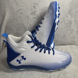 Under Armour NEW Football Cleats Mens 12 HAMMER 2 MC WHITE Blue Lace Up Logo